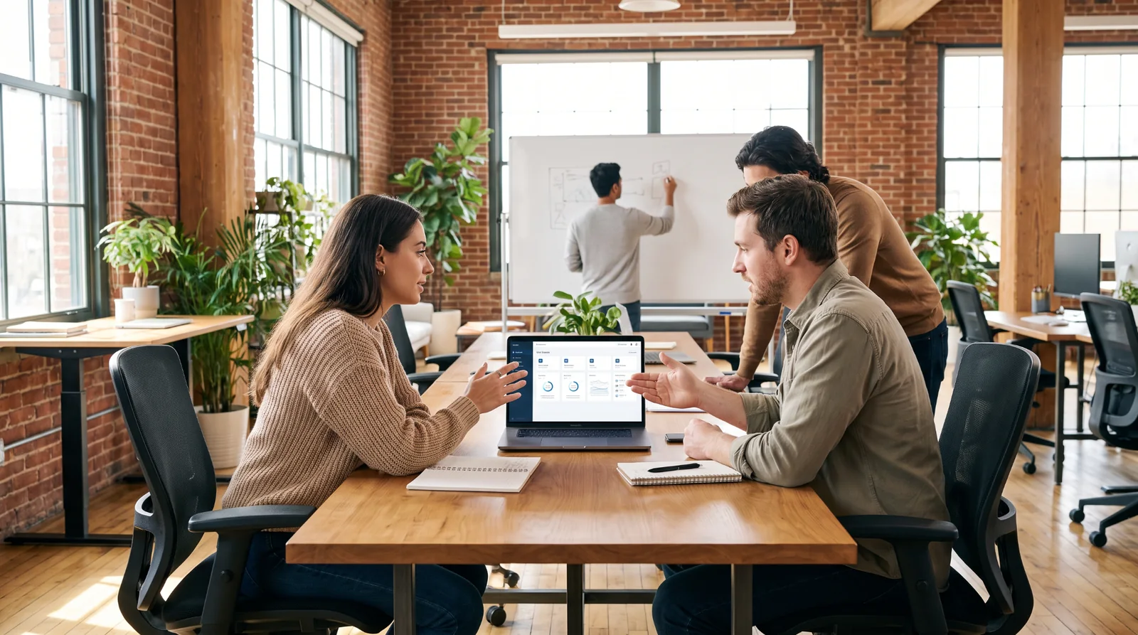 Startup product team reviewing a SaaS product